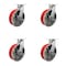 Service Caster 10'' Heavy Duty Red Poly on Cast Iron Swivel Caster Set with Brakes, 4PK CRAN-SCC-KP92S1030-PUR-RS-SLB-4 - alternate 1
